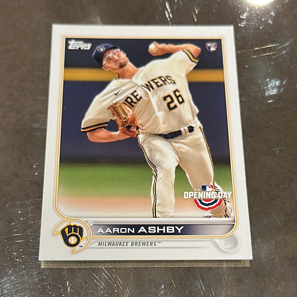Topps Brewers Aaron Ashby Card - White and Blue